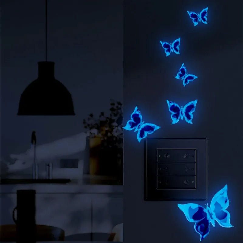 New Blue Glow-in-the-dark Butterfly Wall Stickers