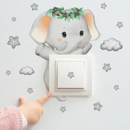 Cute Giraffe Bear Elephant Star Switch Sticker Kid Baby Bedroom