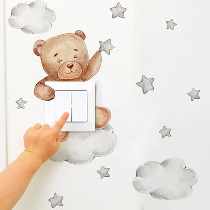 Cute Giraffe Bear Elephant Star Switch Sticker Kid Baby Bedroom