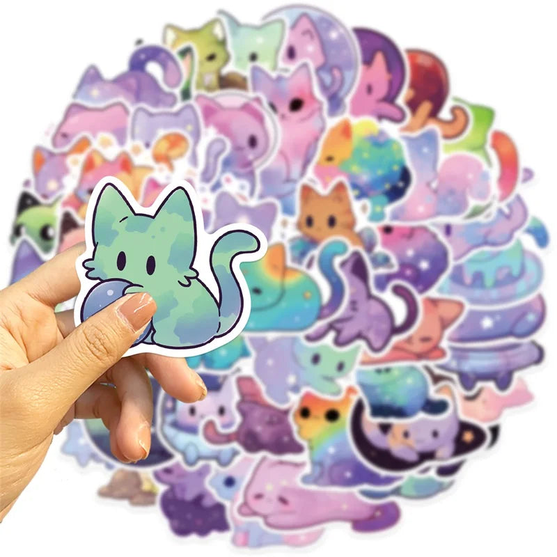 Cute Starry Sky Cat PVC Sticker