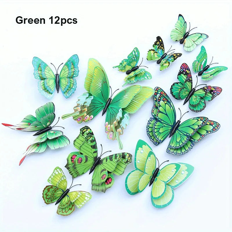 12pcs 3D Double Layer Butterflies Wall Stickers